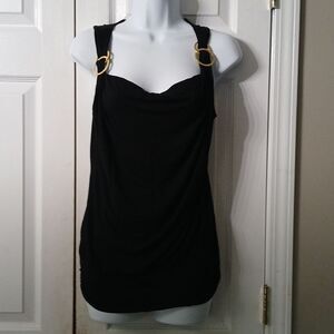 Robin K.  black sleeveless  wide band lower top blouse  Sz M